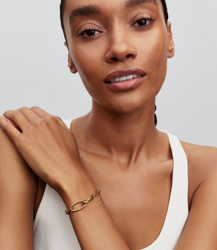 Pandora ME 14K Gold-Plated Openable Oval Link Chain Bracelet Size 3