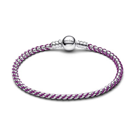 Pandora Purple Cord Box Chain Bracelet Size 18