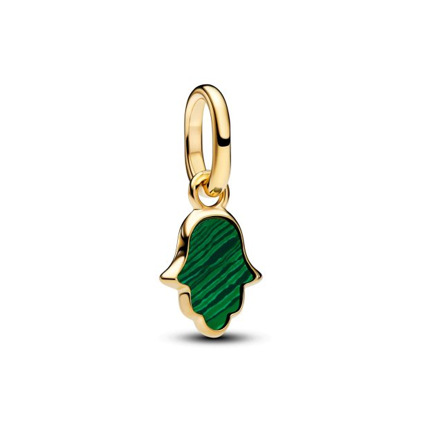 Pandora ME/Moments Green Hamsa Hand Gold-Plated Mini Dangle Charm