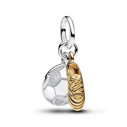 Pandora Soccer Shoe Two-Tone Double Dangle Charm