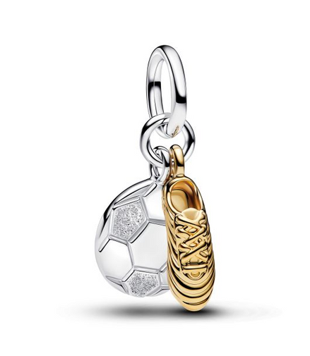 Pandora Soccer Shoe Two-Tone Double Dangle Charm