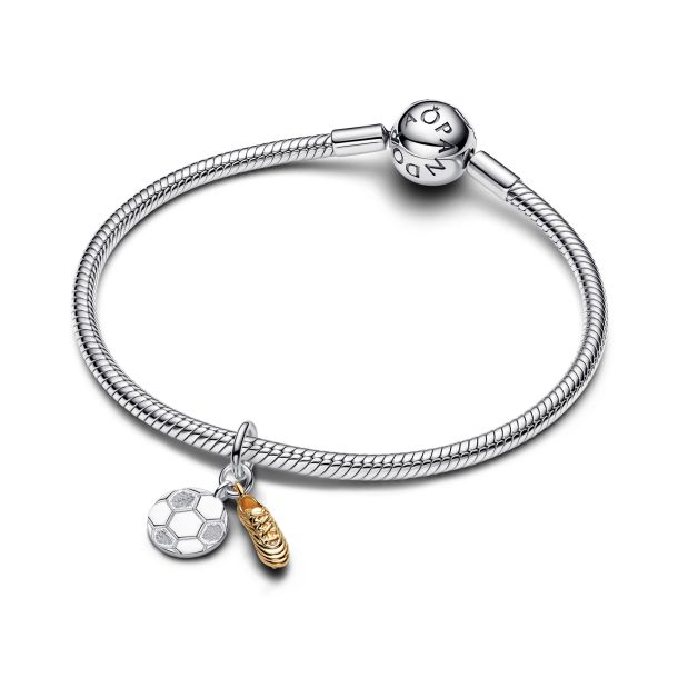 Pandora Soccer Shoe Two-Tone Double Dangle Charm
