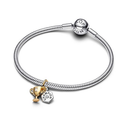 Pandora Engravable Trophy Two-Tone Double Dangle Charm