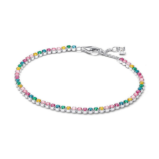 Pandora Timeless Silver Rainbow Tennis Bracelet Size 18