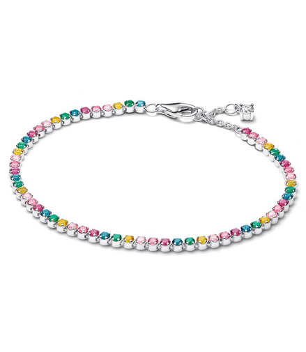 Pandora Timeless Silver Rainbow Tennis Bracelet Size 18