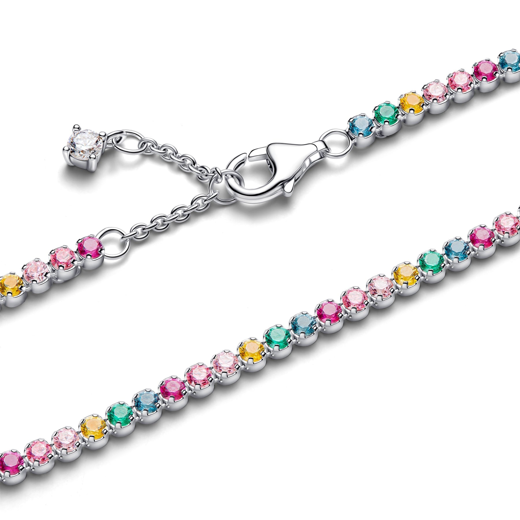 Pandora Timeless Silver Rainbow Tennis Bracelet Size 18