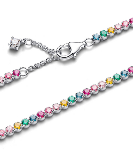 Pandora Timeless Silver Rainbow Tennis Bracelet Size 18
