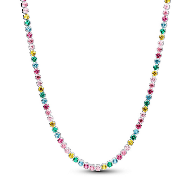 Pandora Timeless Silver Rainbow Tennis Necklace 40 CM
