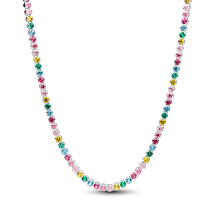 Pandora Timeless Silver Rainbow Tennis Necklace 40 CM