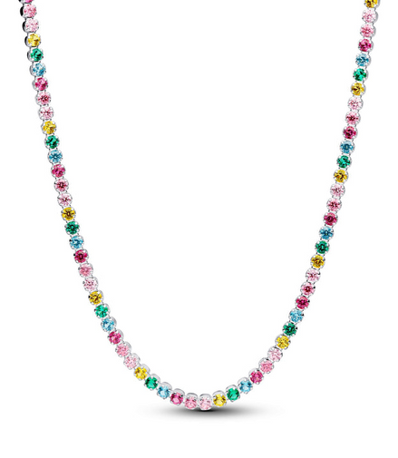 Pandora Timeless Silver Rainbow Tennis Necklace 40 CM