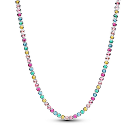 Pandora Timeless Silver Rainbow Tennis Necklace 40 CM