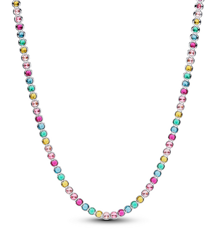 Pandora Timeless Silver Rainbow Tennis Necklace 40 CM