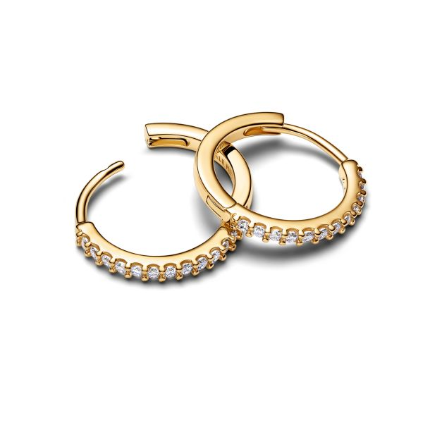 Pandora Sparkling Mini Gold-Plated Hoop Earrings