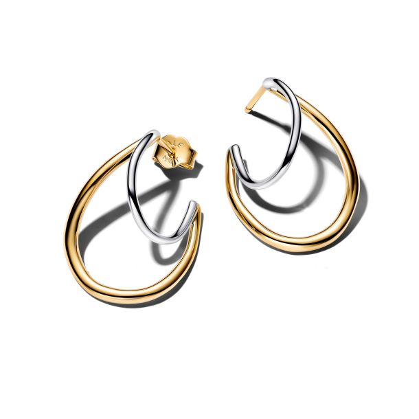 Pandora Essence Organically Shaped Two-Tone Double Hoop Earrings