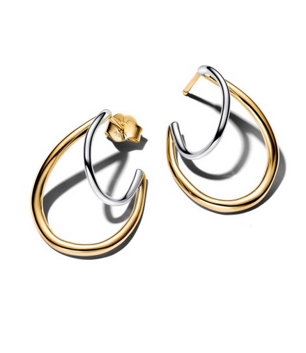 Pandora Essence Organically Shaped Two-Tone Double Hoop Earrings