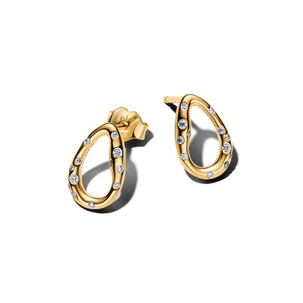 Pandora Essence Organically Shaped Stone-Set Oval Gold-Plated Stud Earrings