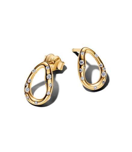 Pandora Essence Organically Shaped Stone-Set Oval Gold-Plated Stud Earrings