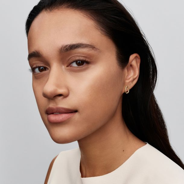 Pandora Essence Organically Shaped Stone-Set Oval Gold-Plated Stud Earrings