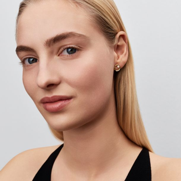Pandora Essence Organically Shaped Pavé Circle & Treated Freshwater Cultured Pearl Gold-Plated Stud Earrings