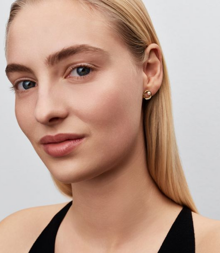 Pandora Essence Organically Shaped Pavé Circle & Treated Freshwater Cultured Pearl Gold-Plated Stud Earrings