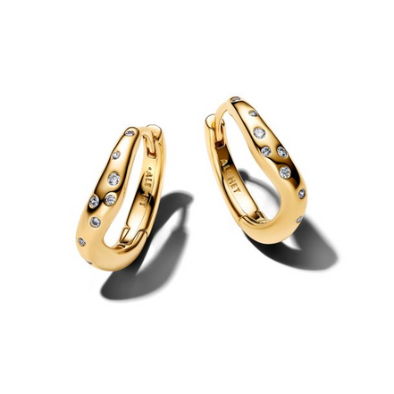 Pandora Essence Organically Shaped Stone-Set Gold-Plated Hoop Earrings