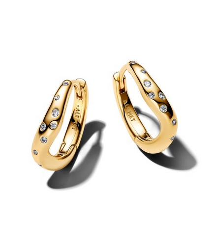 Pandora Essence Organically Shaped Stone-Set Gold-Plated Hoop Earrings