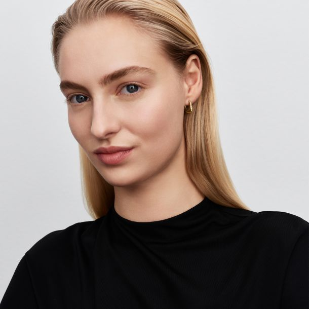 Pandora Essence Organically Shaped Stone-Set Gold-Plated Hoop Earrings