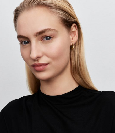 Pandora Essence Organically Shaped Stone-Set Gold-Plated Hoop Earrings