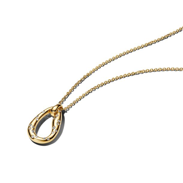 Pandora Essence Organically Shaped Stone-Set Gold-Plated Pendant Necklace