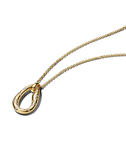 Pandora Essence Organically Shaped Stone-Set Gold-Plated Pendant Necklace