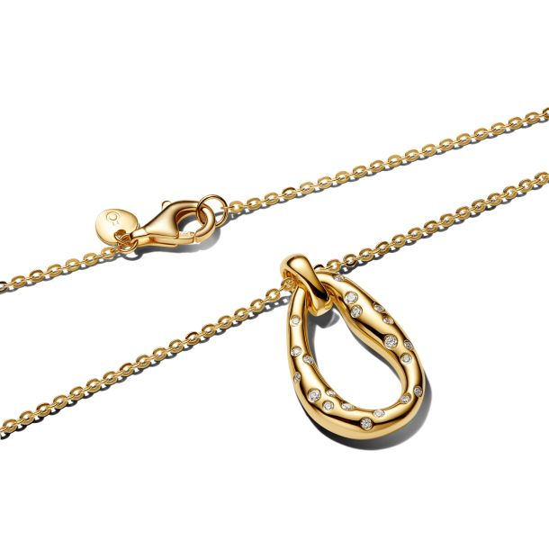Pandora Essence Organically Shaped Stone-Set Gold-Plated Pendant Necklace
