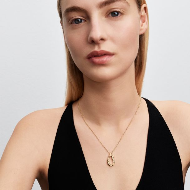 Pandora Essence Organically Shaped Stone-Set Gold-Plated Pendant Necklace