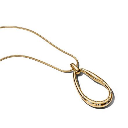 Pandora Essence Organically Shaped Stone-Set Statement Gold-Plated Pendant Necklace