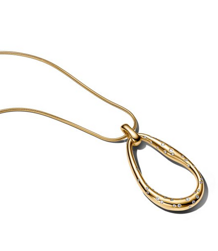 Pandora Essence Organically Shaped Stone-Set Statement Gold-Plated Pendant Necklace