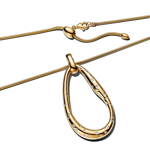 Pandora Essence Organically Shaped Stone-Set Statement Gold-Plated Pendant Necklace