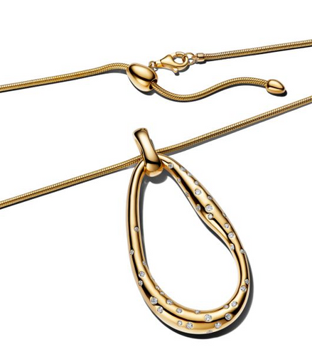 Pandora Essence Organically Shaped Stone-Set Statement Gold-Plated Pendant Necklace