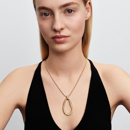 Pandora Essence Organically Shaped Stone-Set Statement Gold-Plated Pendant Necklace