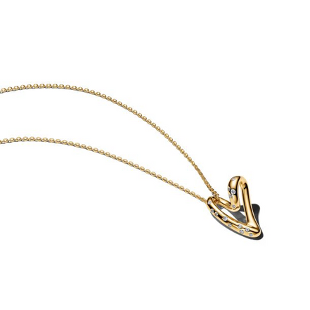 Pandora Essence 14K Gold-Plated Organically Shaped Stone-Set Heart Gold-Plated Pendant Necklace 60cm