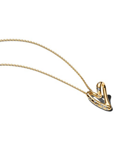 Pandora Essence 14K Gold-Plated Organically Shaped Stone-Set Heart Gold-Plated Pendant Necklace 60cm