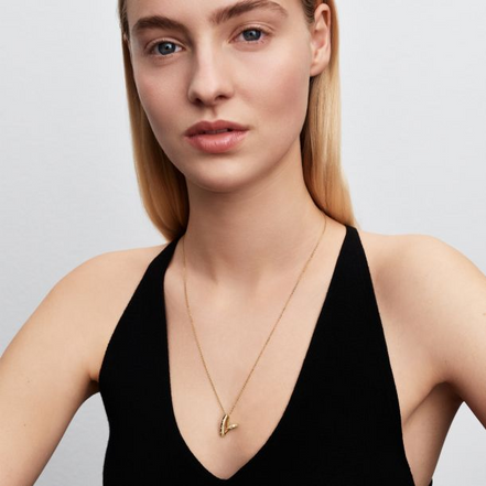 Pandora Essence 14K Gold-Plated Organically Shaped Stone-Set Heart Gold-Plated Pendant Necklace 60cm