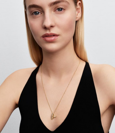 Pandora Essence 14K Gold-Plated Organically Shaped Stone-Set Heart Gold-Plated Pendant Necklace 60cm