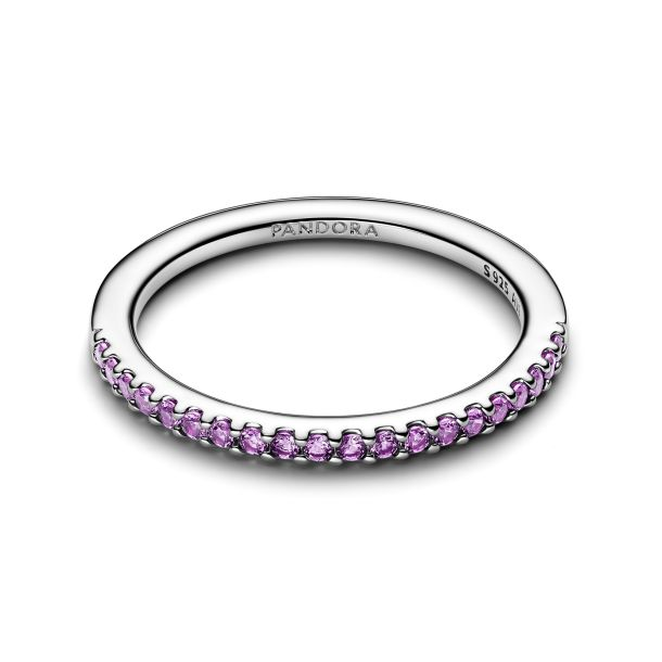 Pandora Sparkling Purple Half-Eternity Band Ring Size 6