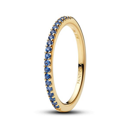 Pandora Sparkling Blue Half-Eternity Band Gold-Plated Ring Size 7