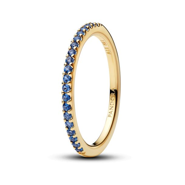 Pandora Sparkling Blue Half-Eternity Band Gold-Plated Ring Size 7