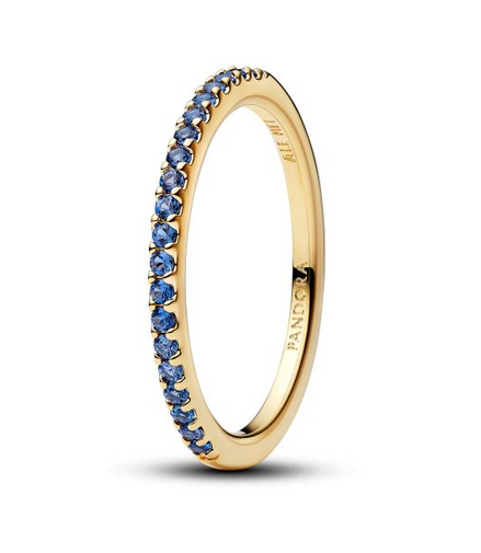 Pandora Sparkling Blue Half-Eternity Band Gold-Plated Ring Size 7