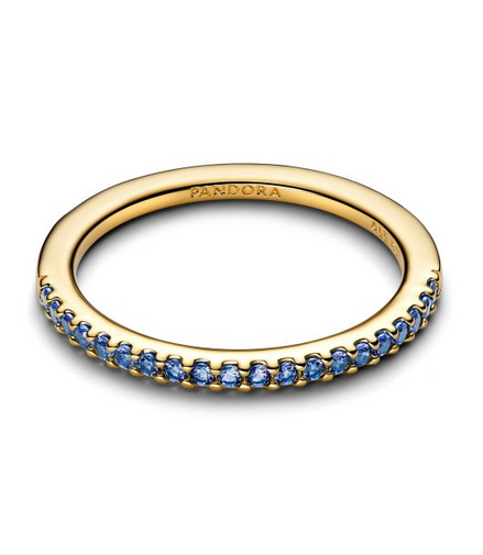 Pandora Sparkling Blue Half-Eternity Band Gold-Plated Ring Size 7