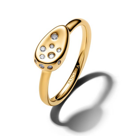 Pandora Essence Medium Stone-Set Oval Gold-Plated Signet Ring Size 7