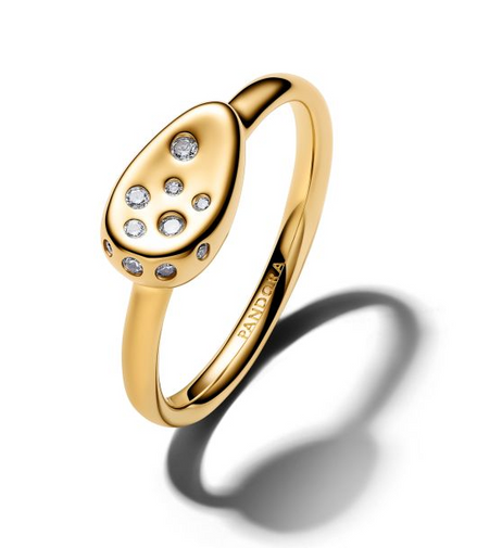 Pandora Essence Medium Stone-Set Oval Gold-Plated Signet Ring Size 7