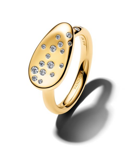 Pandora Essence Small Stone-Set Oval Gold-Plated Signet Ring Size 6