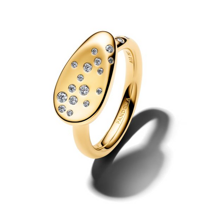 Pandora Essence Small Stone-Set Oval Gold-Plated Signet Ring Size 6